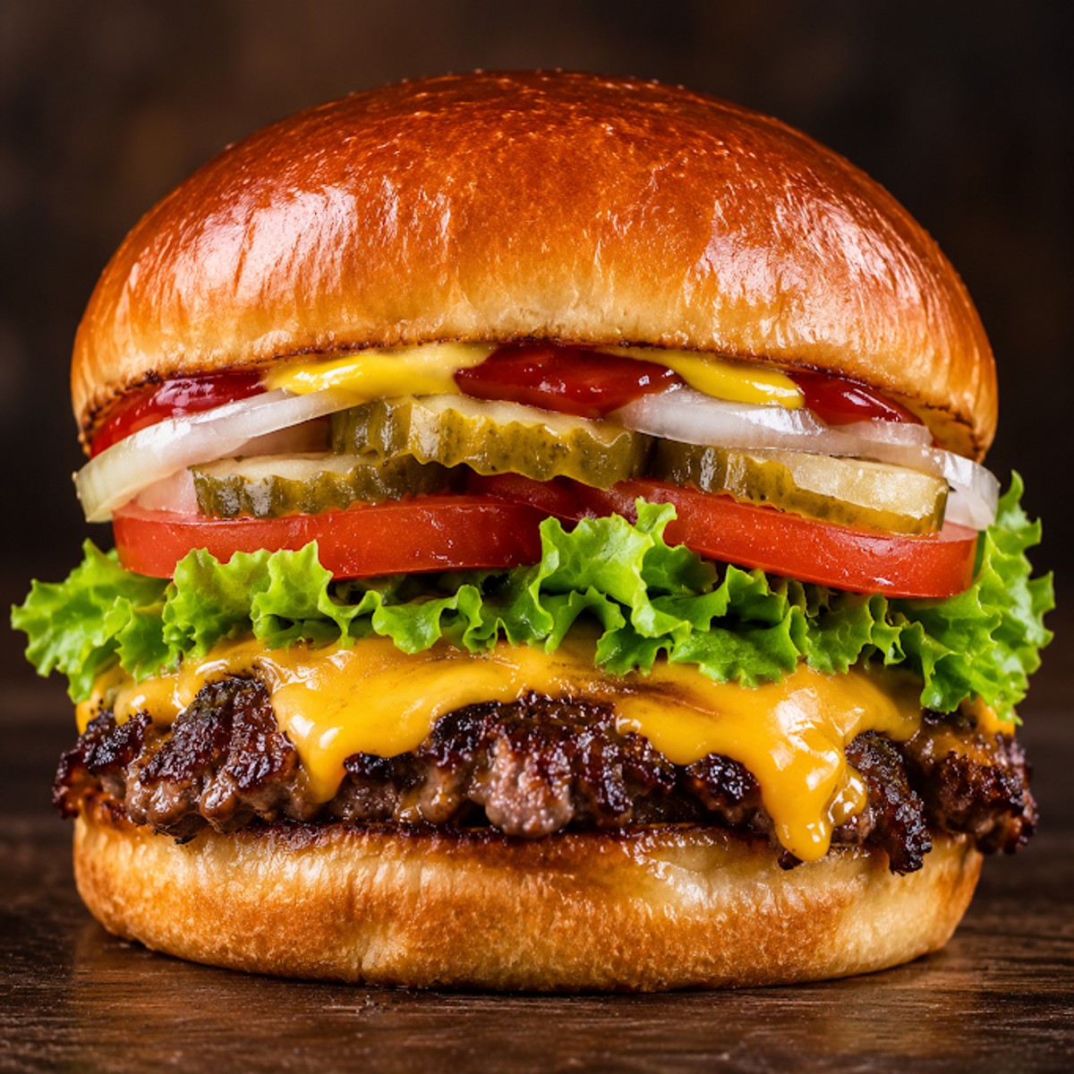 Classic Smashburger — Smash Guyz Black Angus smashburger with melted American cheese, lettuce, tomato and pickles
